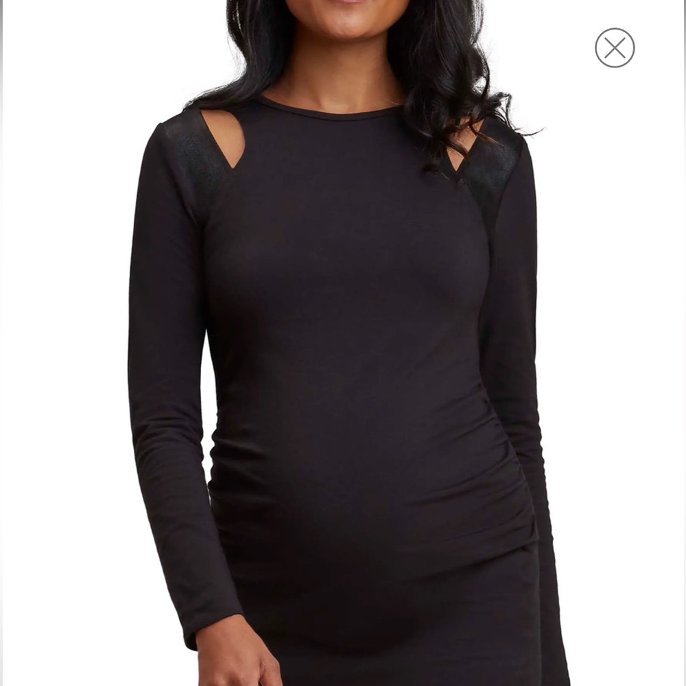 Lexi Cutout Detail Long Sleeve Cotton Maternity Dress